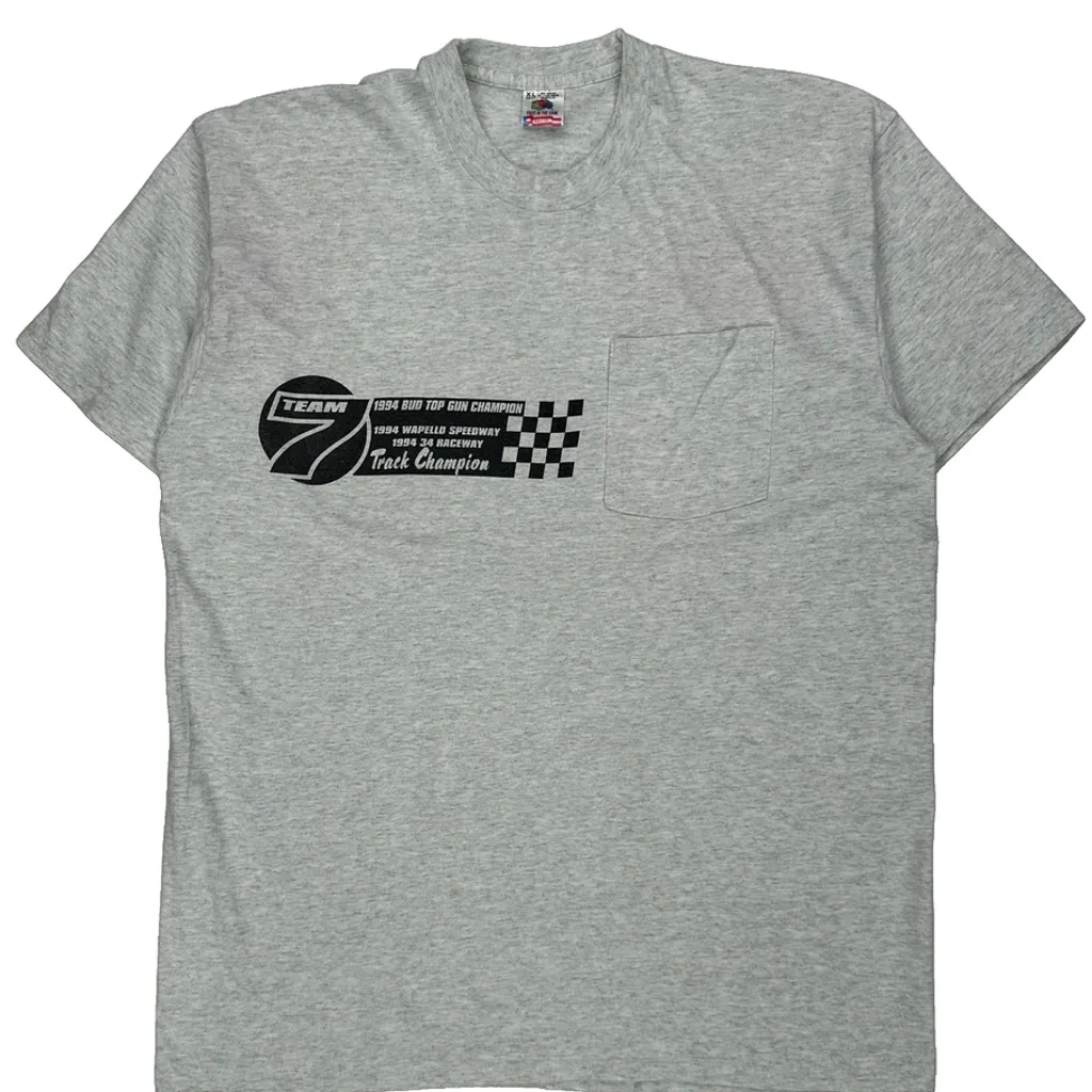 Track Champion Fruit Of The Loom Graphic T-Shirt - XL Grey Cotton - Image 4