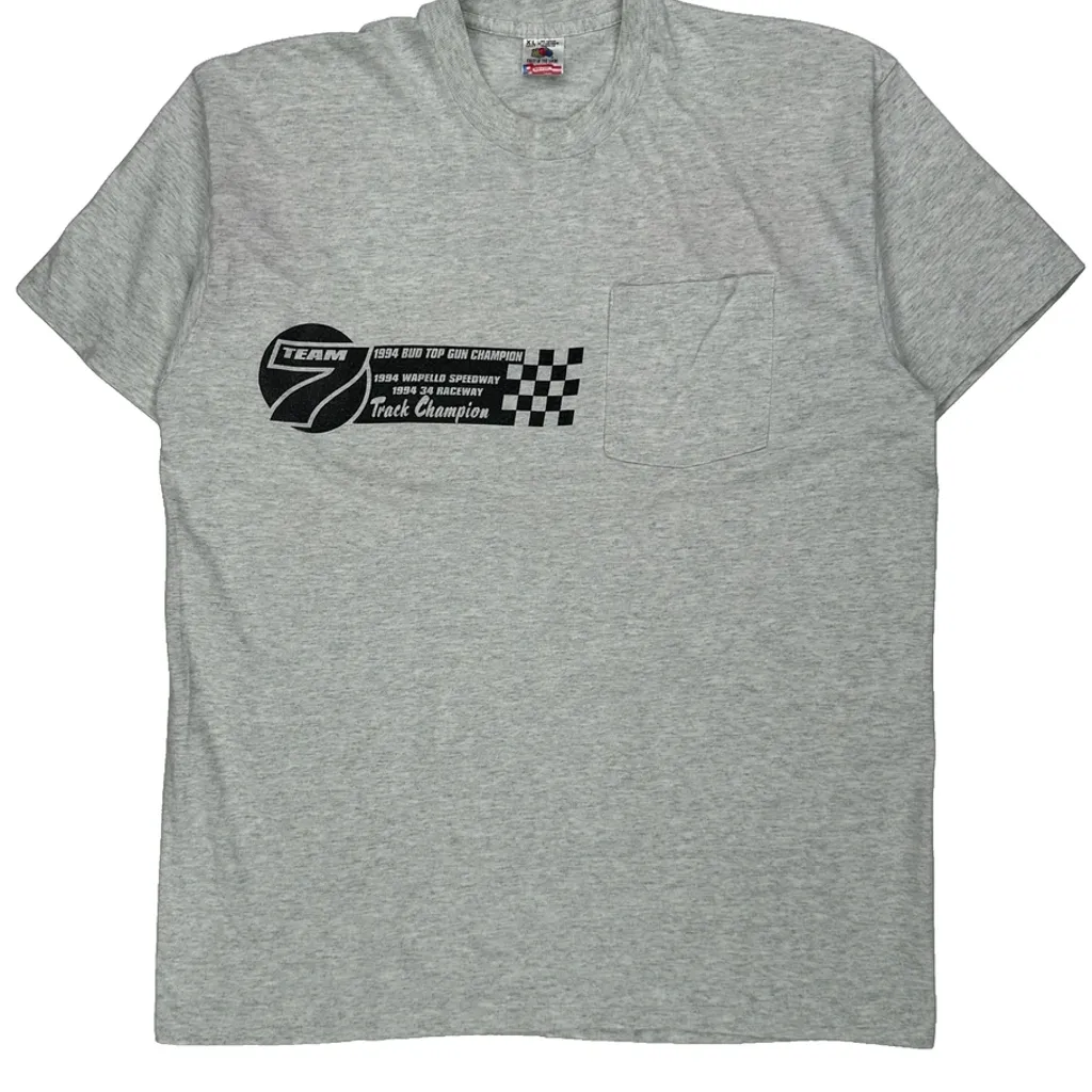 Track Champion Fruit Of The Loom Graphic T-Shirt - XL Grey Cotton - Image 5