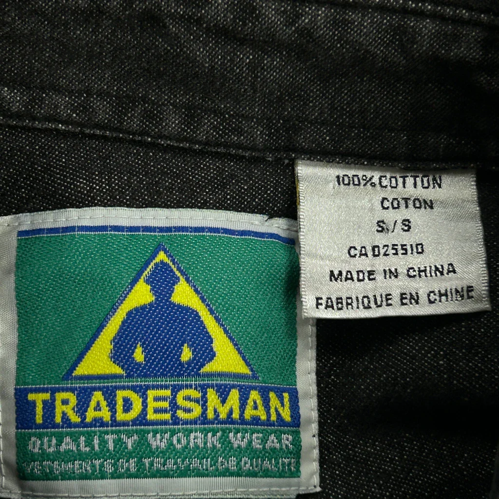 Tradesman Work Denim Shirt - Small Gray Cotton - Image 3