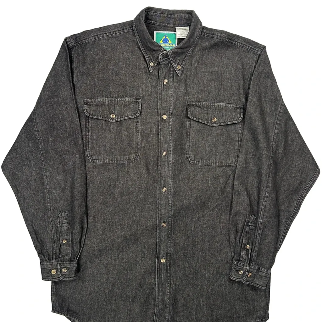 Tradesman Work Denim Shirt - Small Gray Cotton - Image 4