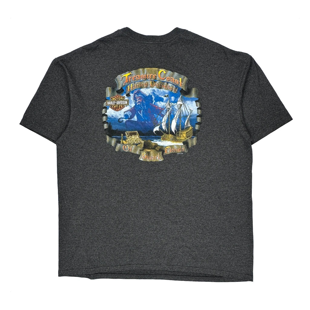 Treasure Coast Harley Davidson Graphic T-Shirt - 2XL Gray Cotton Blend - Image 2
