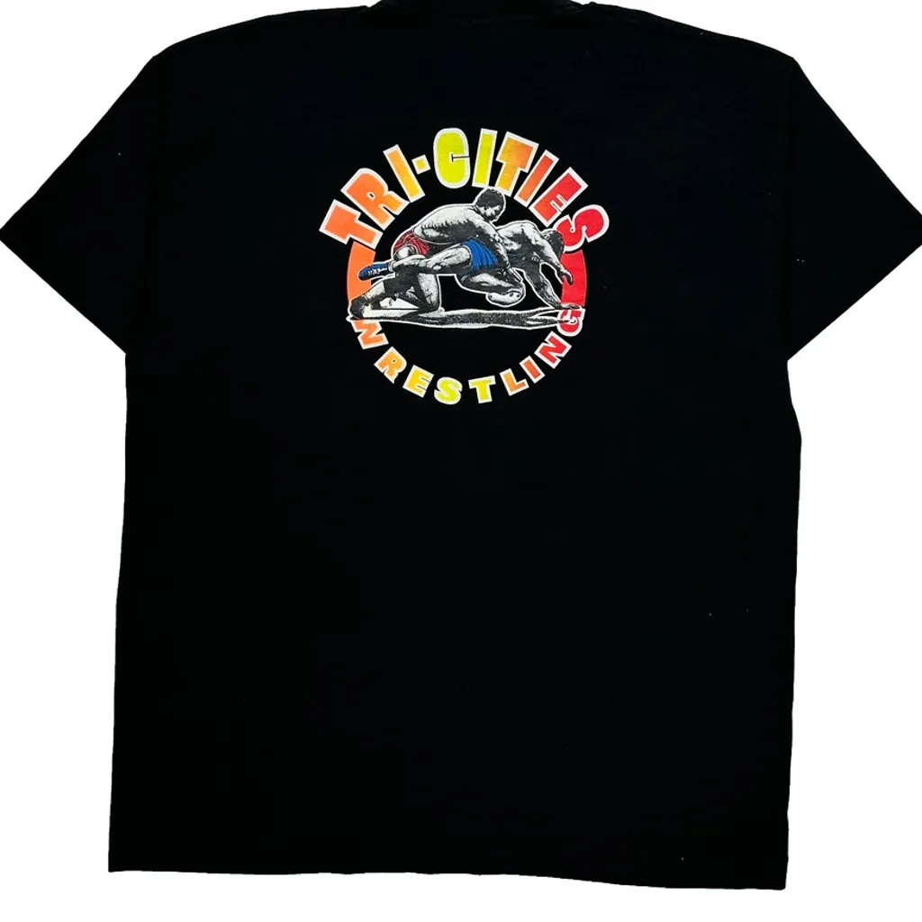Tri-Cities Wrestling Fruit Of The Loom Single Stitch T-Shirt - XL Black Cotton Blend - Image 7