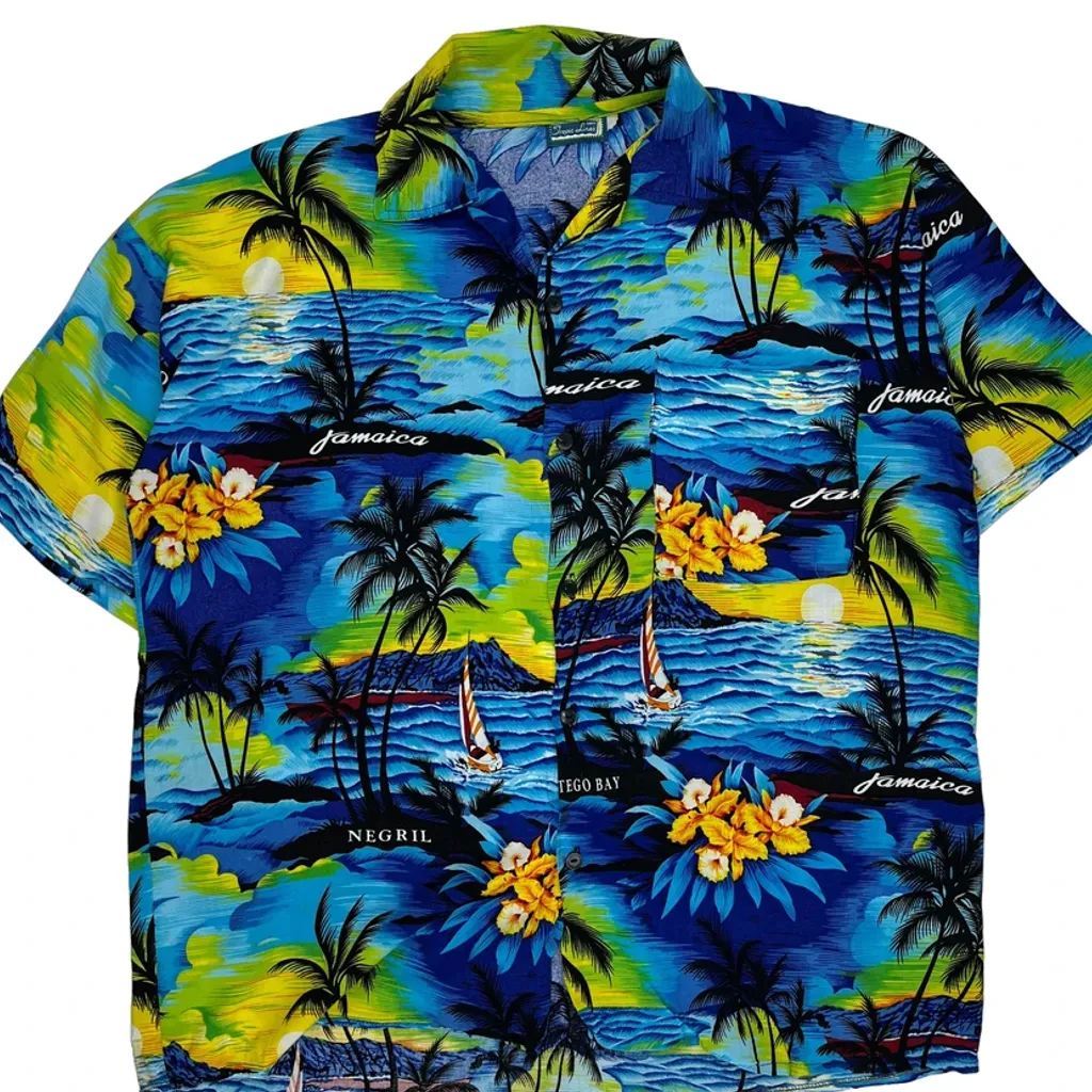 Tropic Lines Graphic Hawaiian Shirt - XL Multicoloured Cotton - Image 6