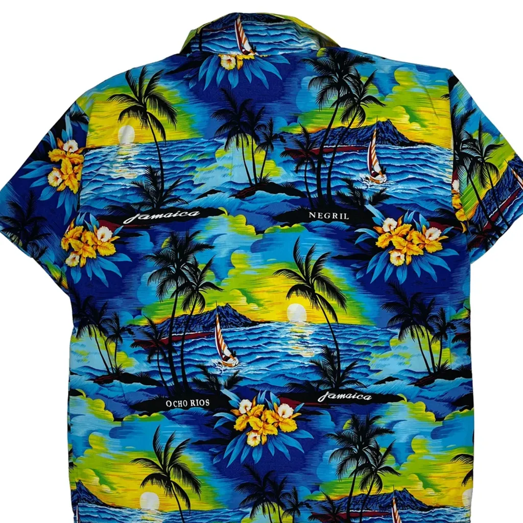Tropic Lines Graphic Hawaiian Shirt - XL Multicoloured Cotton - Image 8