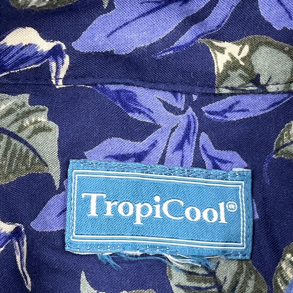 Tropicool Floral Hawaiian Shirt - Large Blue Cotton - Image 4
