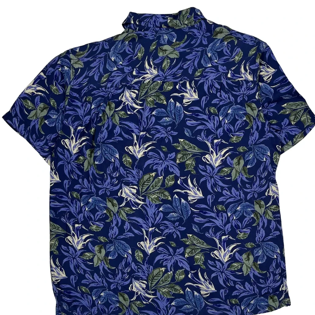 Tropicool Floral Hawaiian Shirt - Large Blue Cotton - Image 8