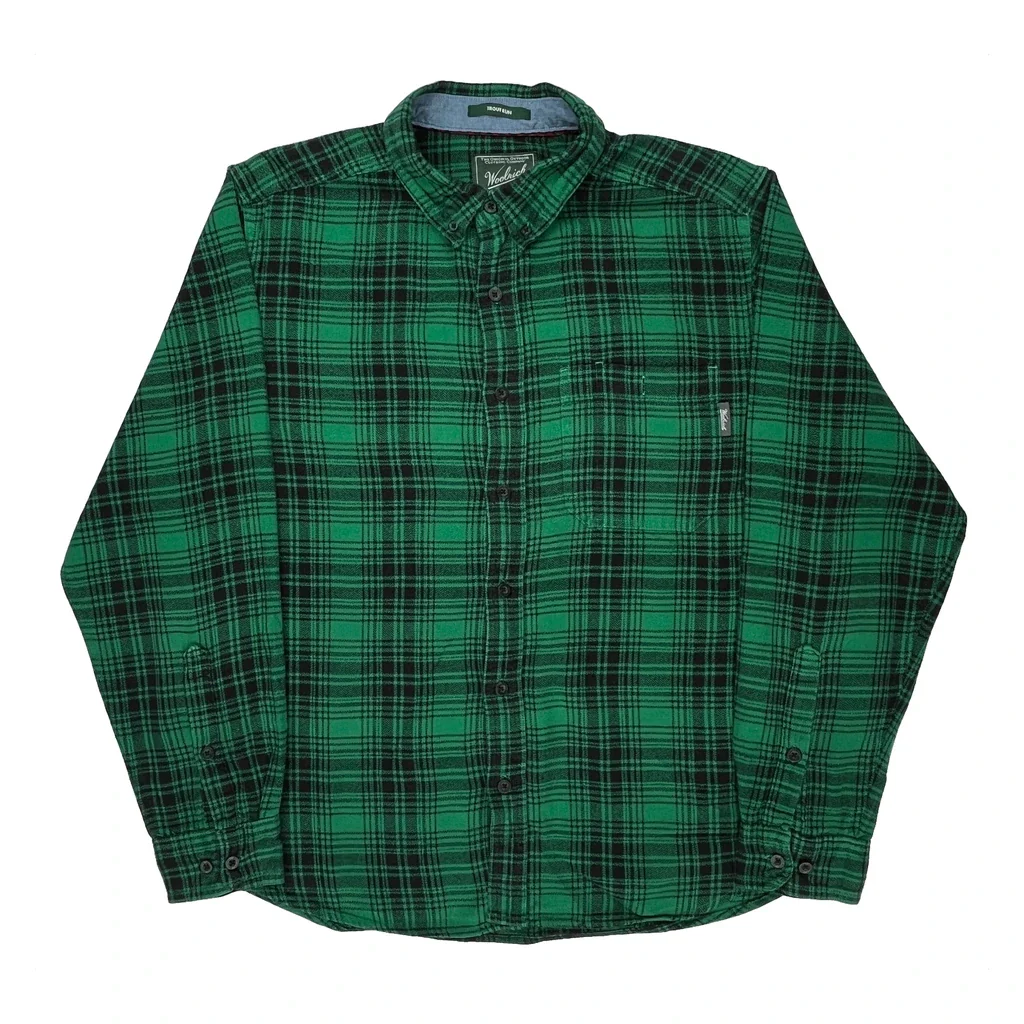 Trout Run Woolrich Checked Flannel Shirt - XL Green Cotton
