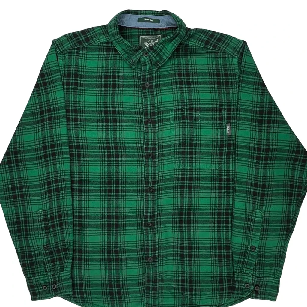 Trout Run Woolrich Checked Flannel Shirt - XL Green Cotton - Image 5