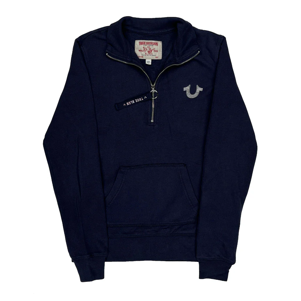 True Religion 1/4 Zip - Medium Navy Cotton