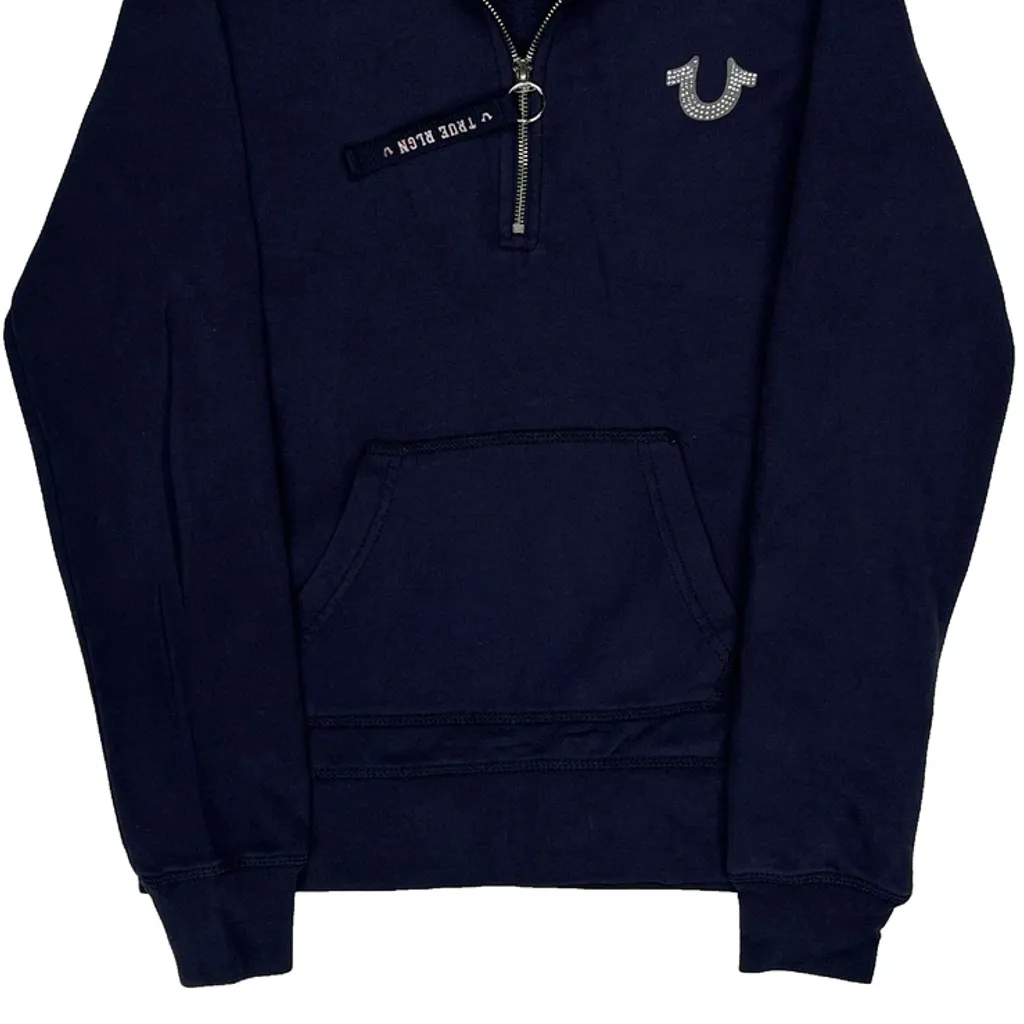 True Religion 1/4 Zip - Medium Navy Cotton - Image 4