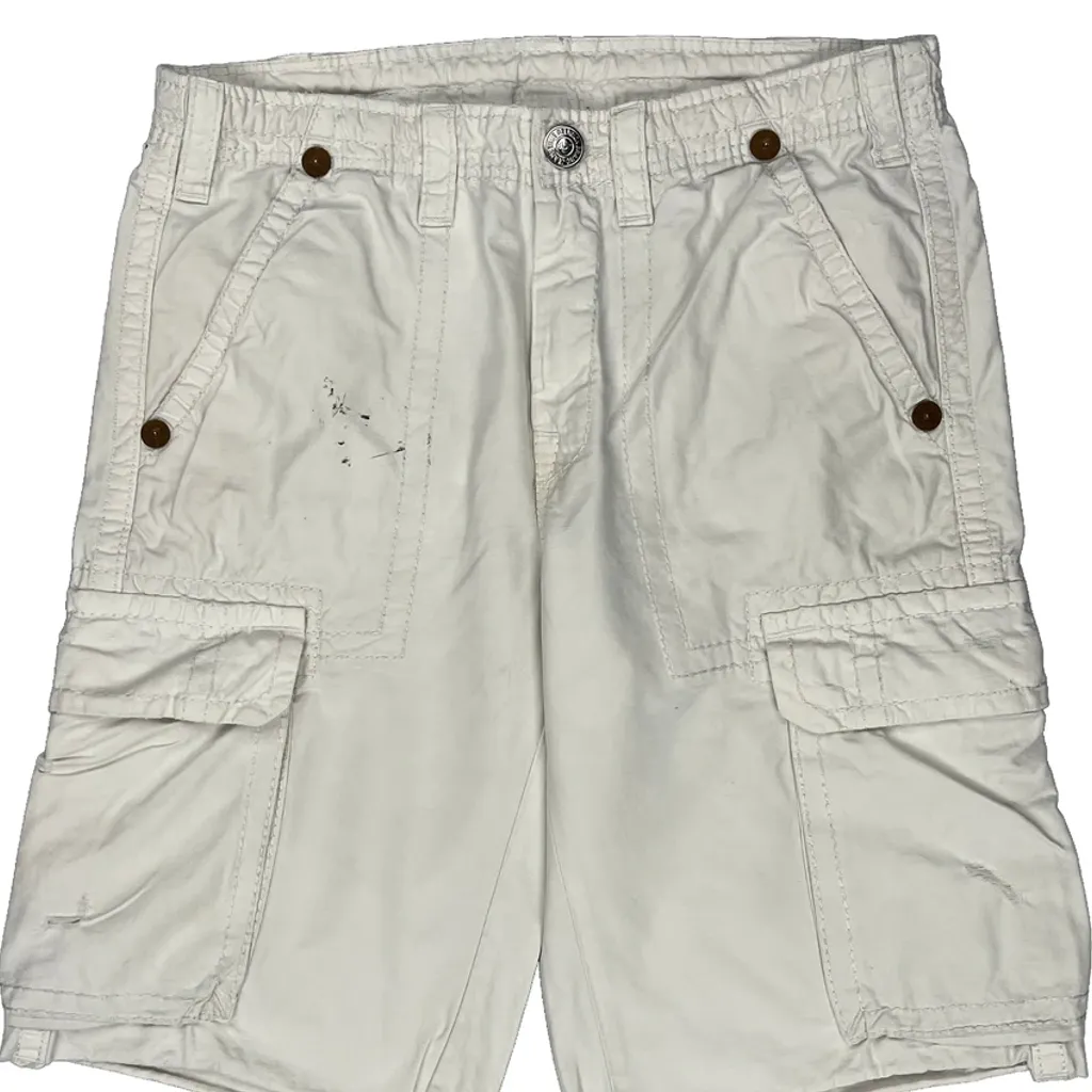True Religion Cargo Shorts - 36W 11L White Cotton - Image 10
