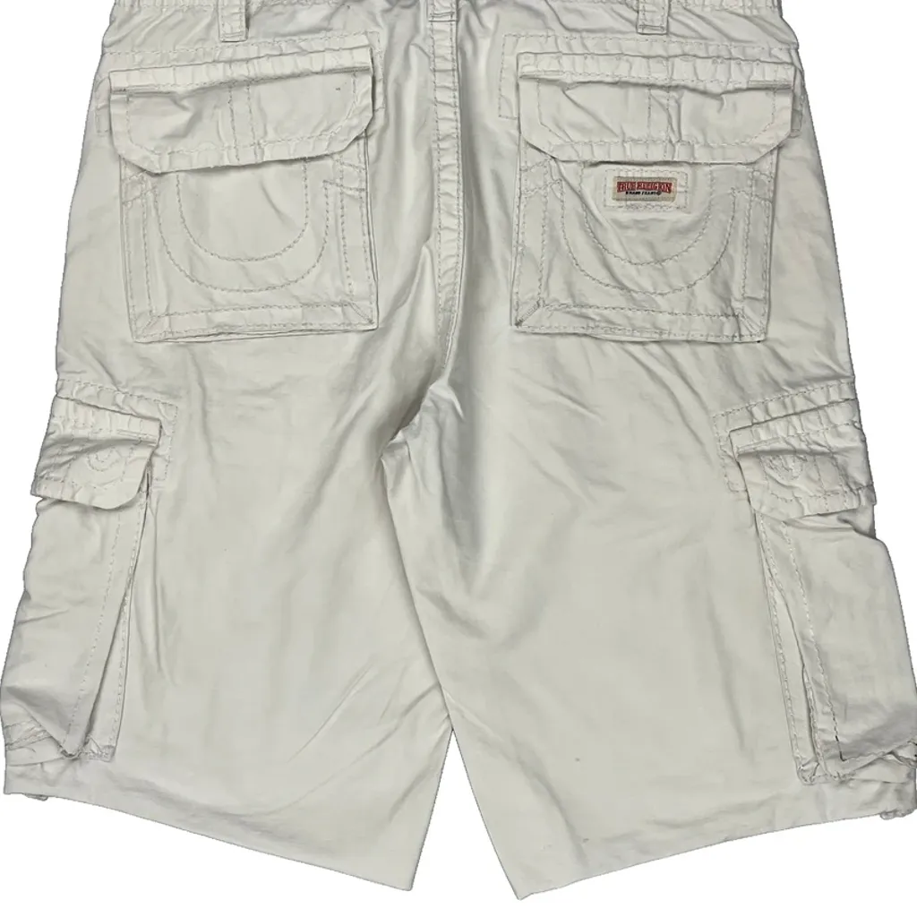True Religion Cargo Shorts - 36W 11L White Cotton - Image 8