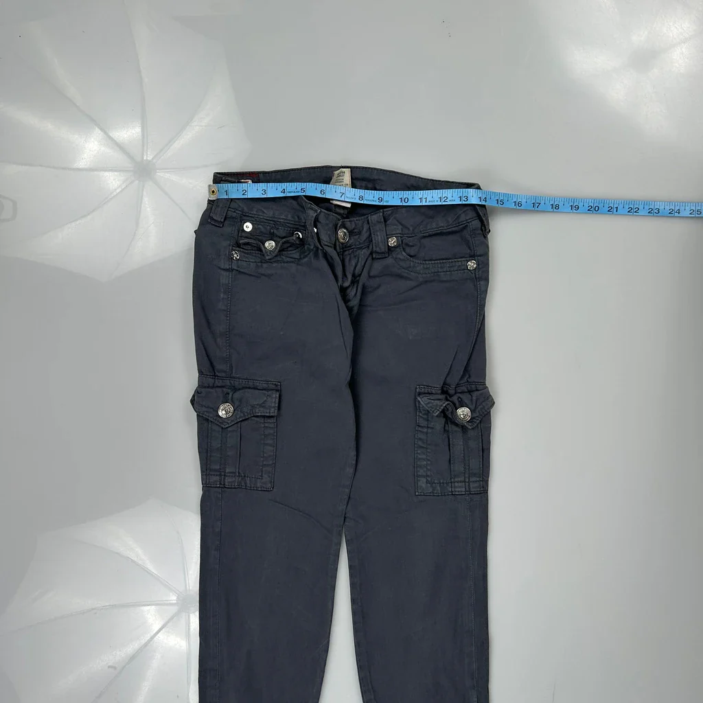 True Religion Cargo Trousers - 27W UK 8 Grey Cotton - Image 3