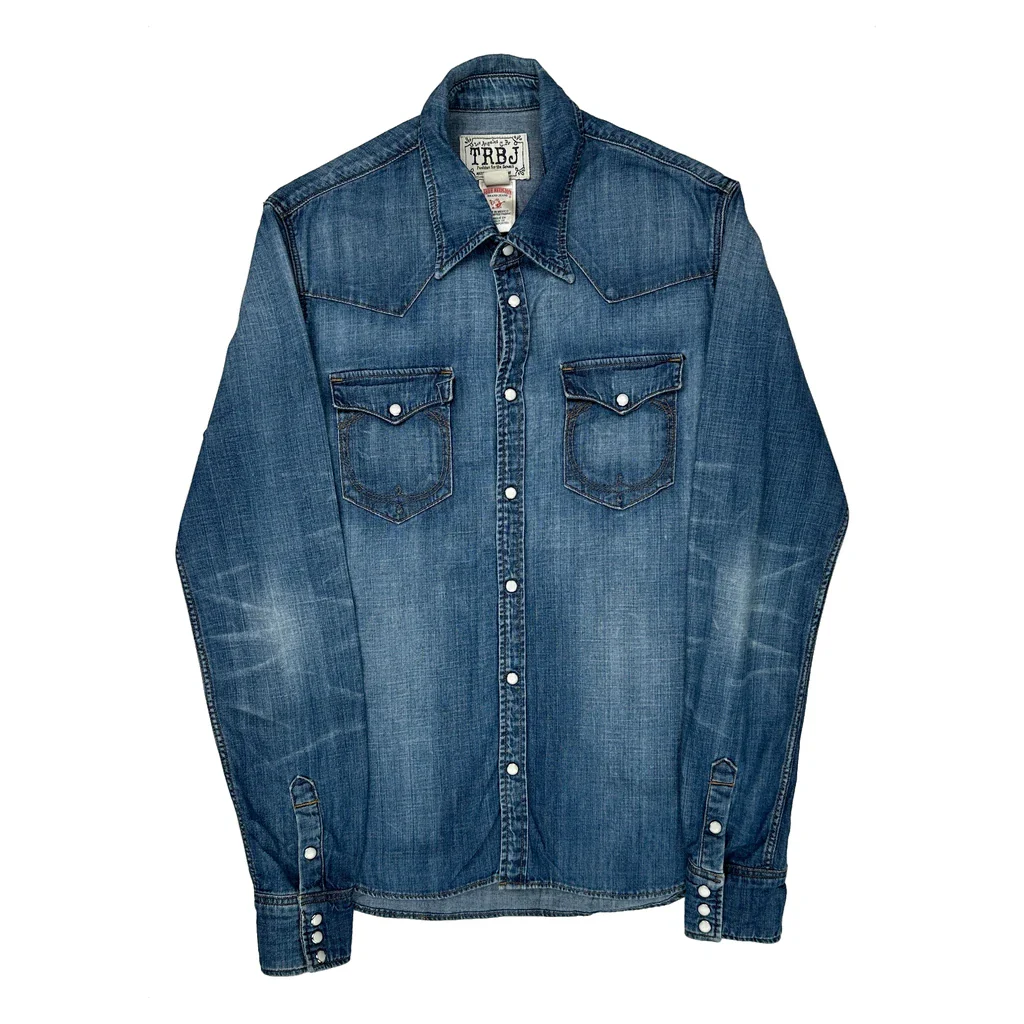 True Religion Denim Shirt - Large Blue Cotton