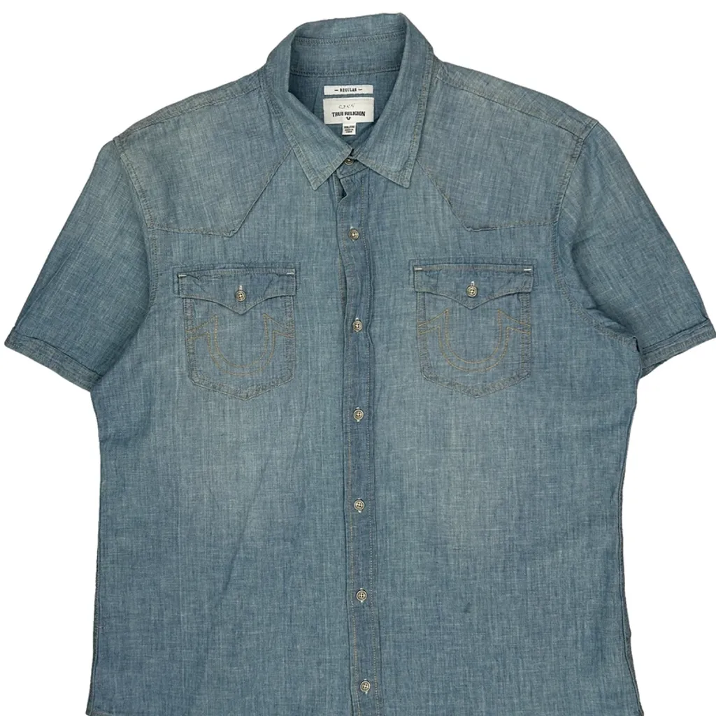 True Religion Denim Shirt - 2XL Blue Cotton - Image 4