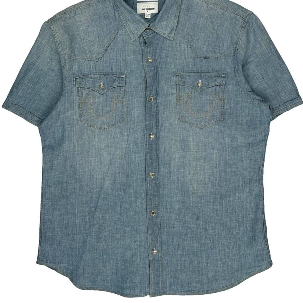 True Religion Denim Shirt - 2XL Blue Cotton - Image 5