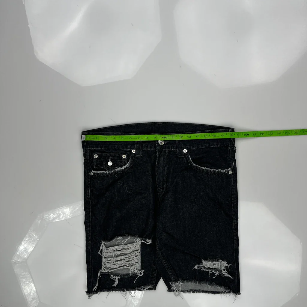True Religion Denim Shorts - 36W 10L Black Denim - Image 2