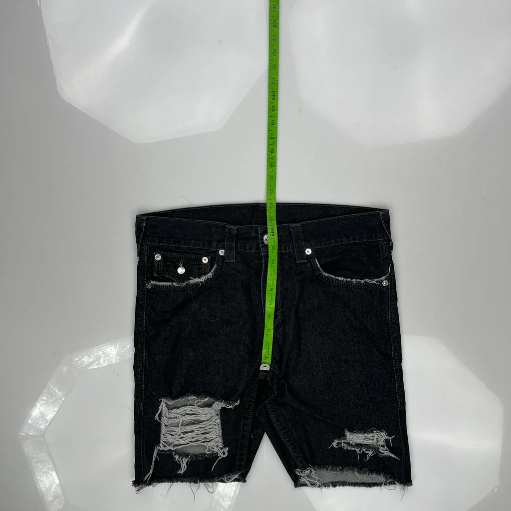 True Religion Denim Shorts - 36W 10L Black Denim - Image 3
