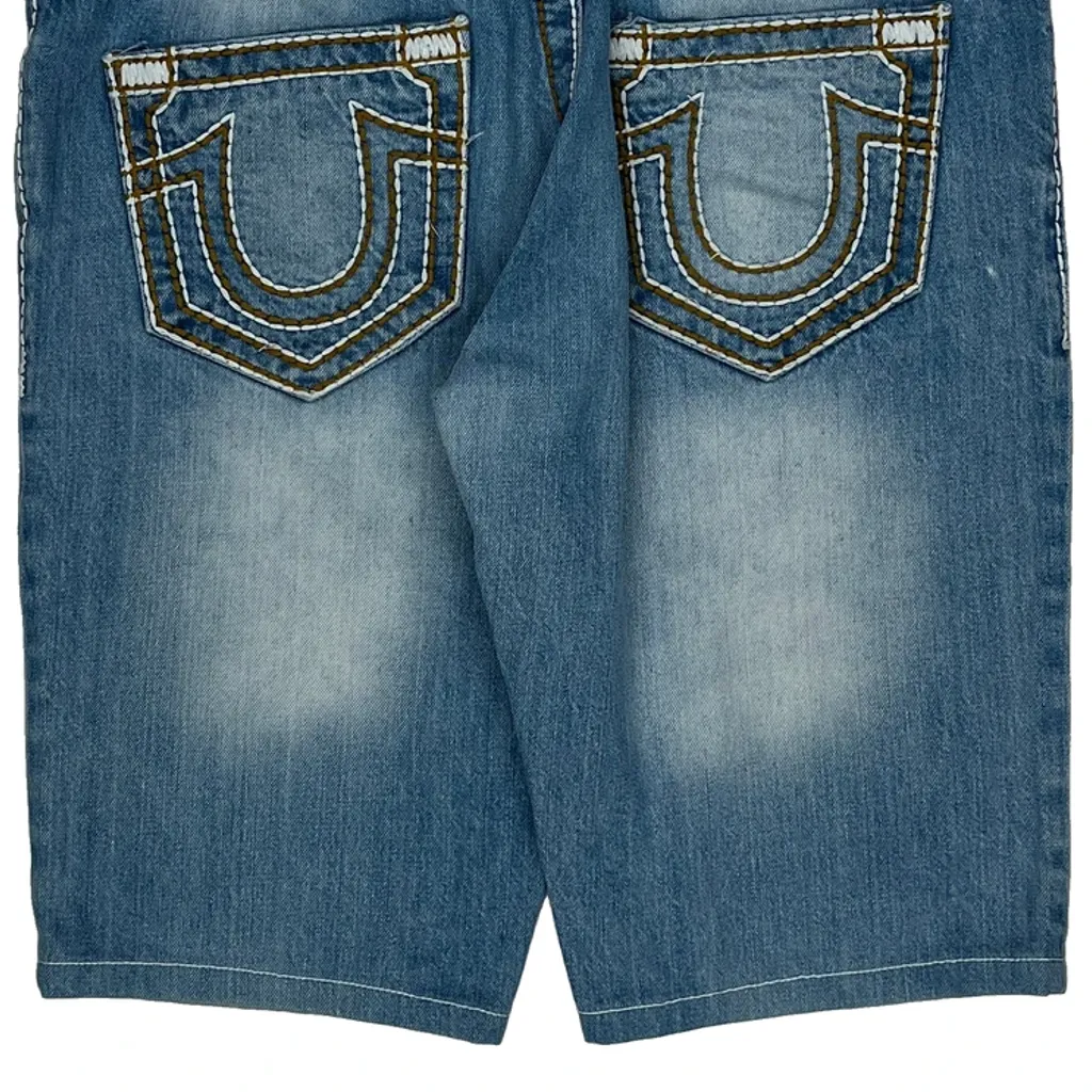 True Religion Contrast Stitch Denim Shorts - 33W 10L Blue Denim - Image 8