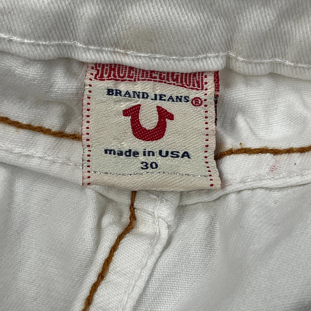True Religion Capri Denim Shorts - 30W 20L White Cotton - Image 6