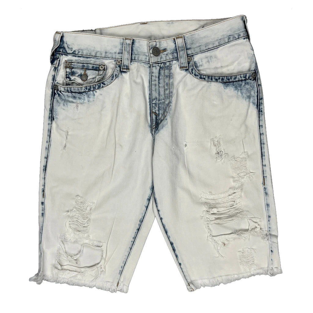 True Religion Denim Shorts - 33W 11L White Cotton - Image 2