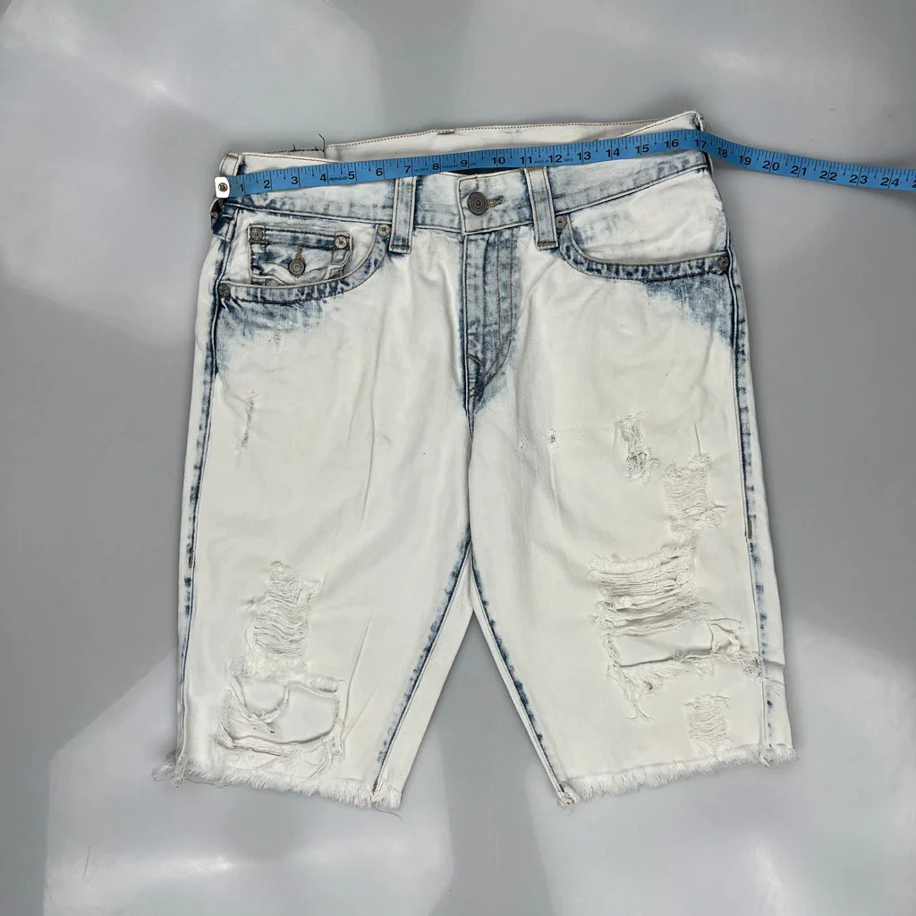 True Religion Denim Shorts - 33W 11L White Cotton - Image 3