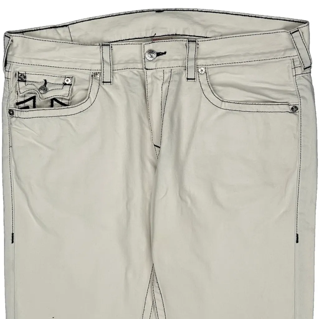True Religion Contrast Stitch Denim Shorts - 42W 15L White Cotton - Image 10