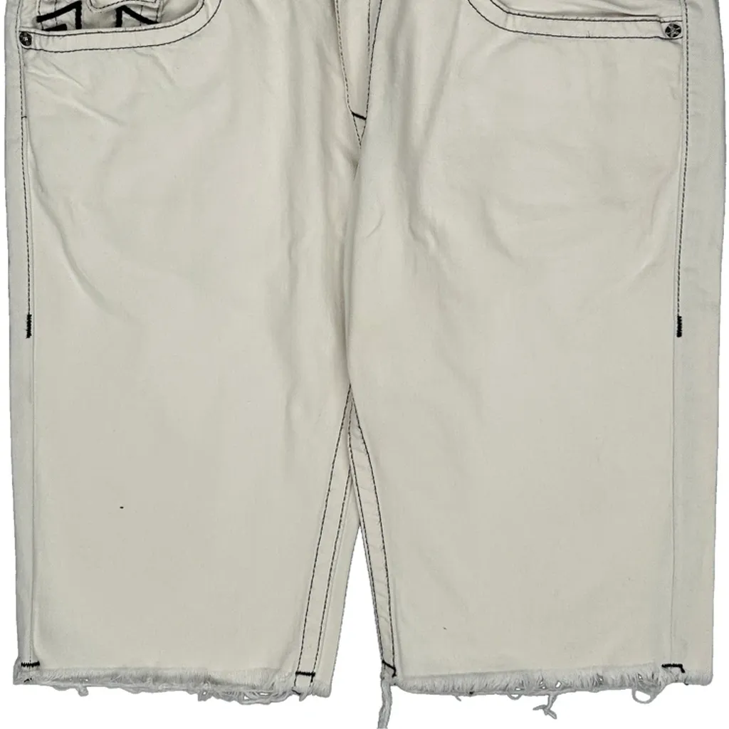 True Religion Contrast Stitch Denim Shorts - 42W 15L White Cotton - Image 9