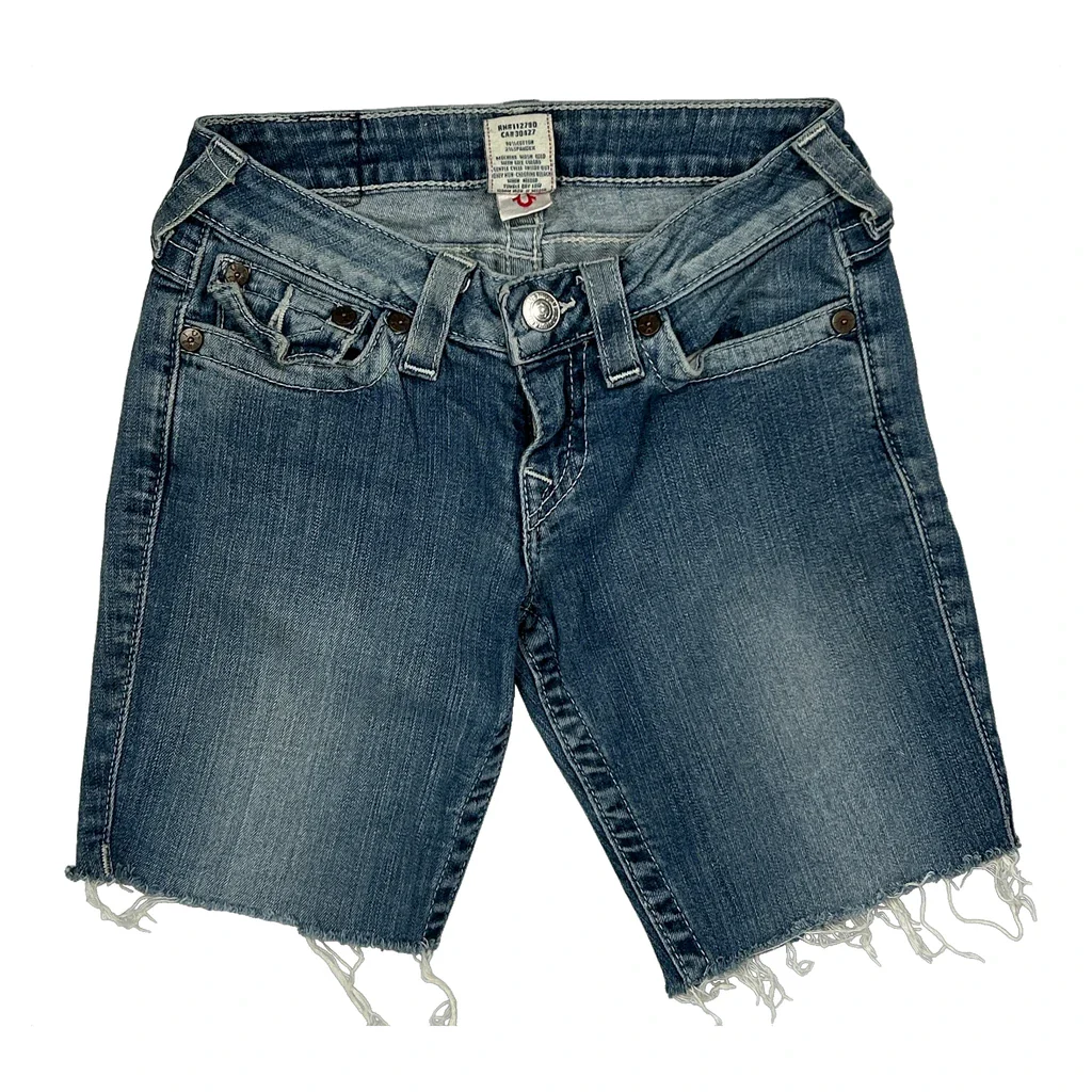 True Religion Denim Shorts - 24W UK 2 Blue Denim - Image 2