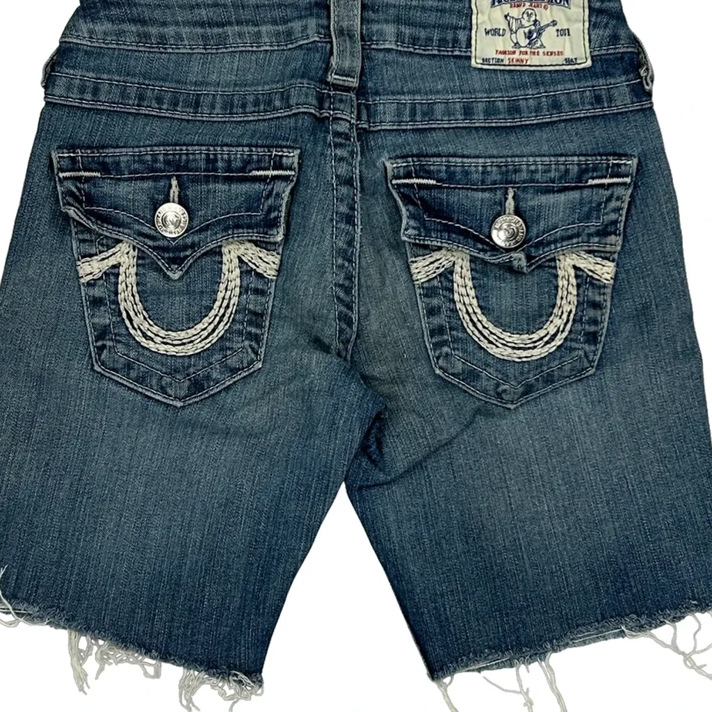 True Religion Denim Shorts - 24W UK 2 Blue Denim - Image 8