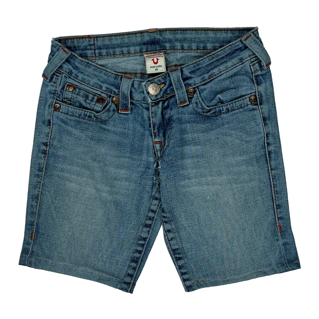 True Religion Denim Shorts - 26W UK 4 Blue Denim - Image 2