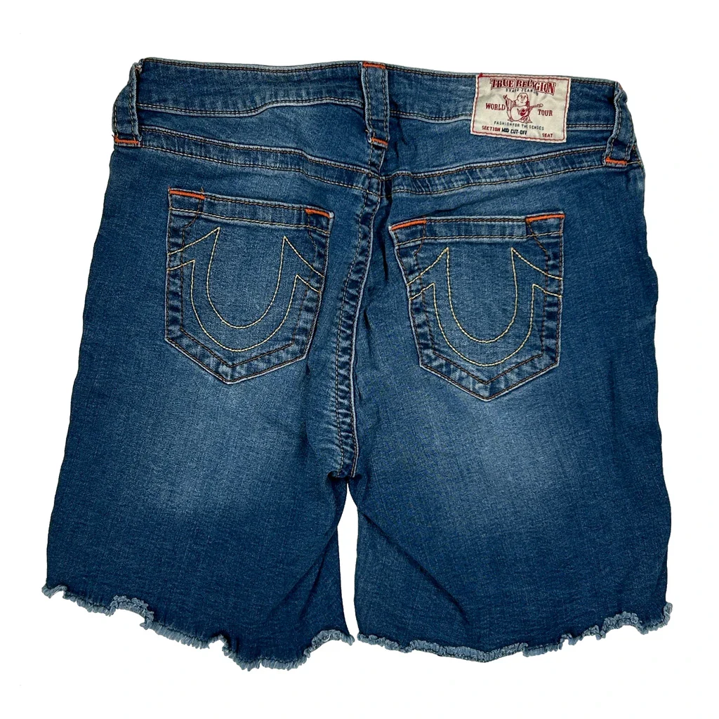 True Religion Denim Shorts - 28W UK 8 Blue Denim