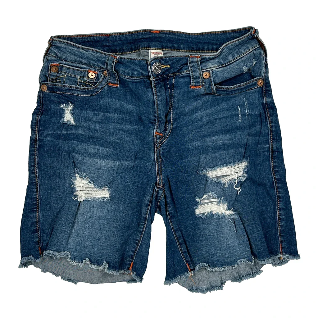 True Religion Denim Shorts - 28W UK 8 Blue Denim - Image 2