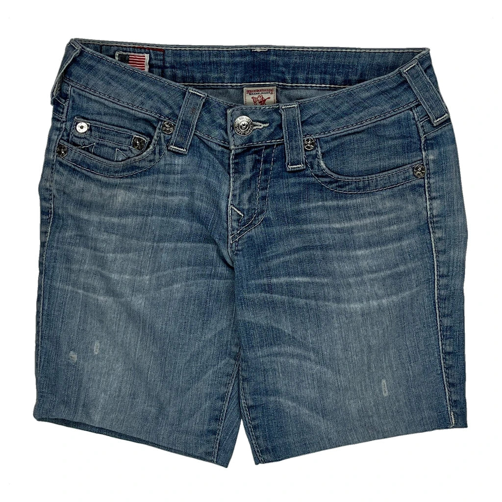 True Religion Denim Shorts - 29W UK 8 Blue Denim - Image 2