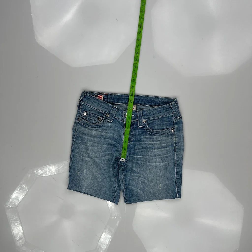 True Religion Denim Shorts - 29W UK 8 Blue Denim - Image 4