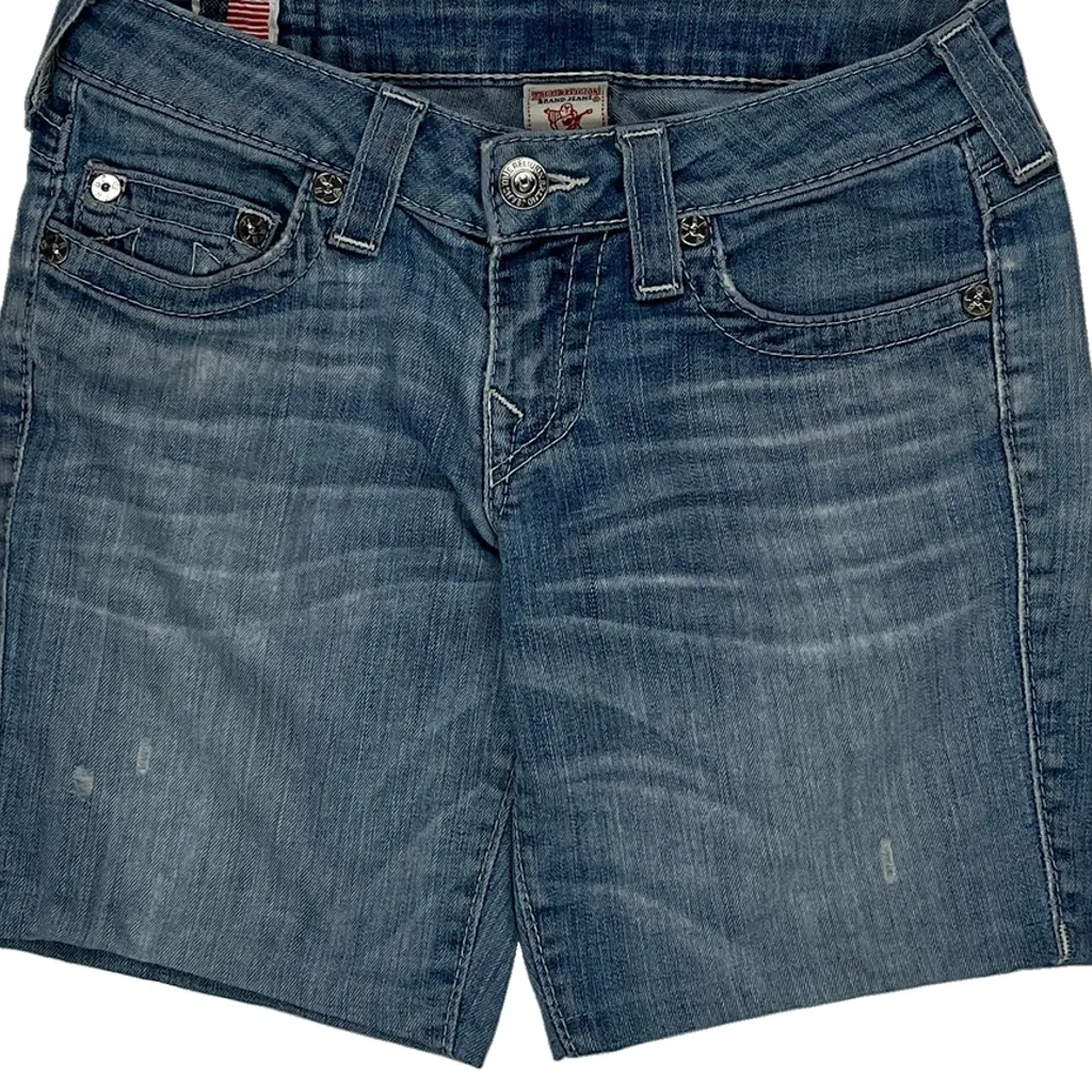 True Religion Denim Shorts - 29W UK 8 Blue Denim - Image 9