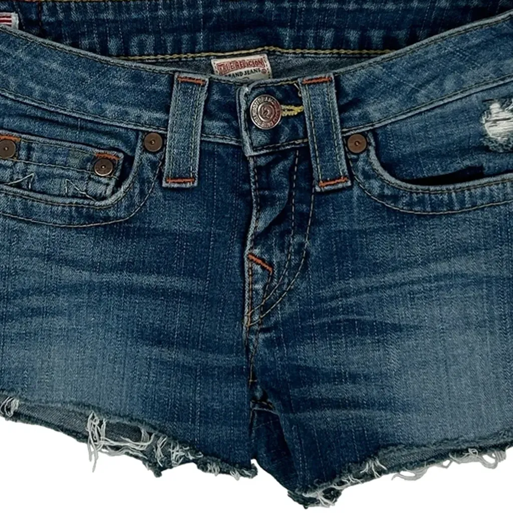 True Religion Denim Shorts - 29W UK 6 Blue Cotton - Image 10