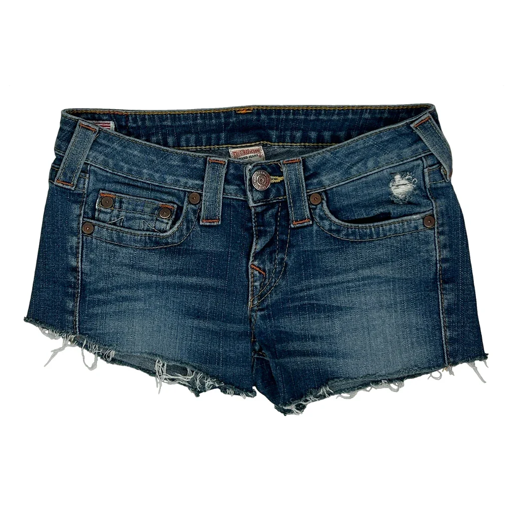 True Religion Denim Shorts - 29W UK 6 Blue Cotton - Image 2