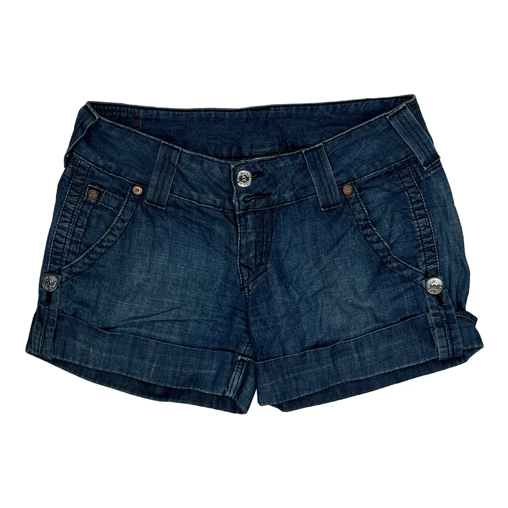 True Religion Denim Shorts - 32W UK 10 Blue Denim - Image 2