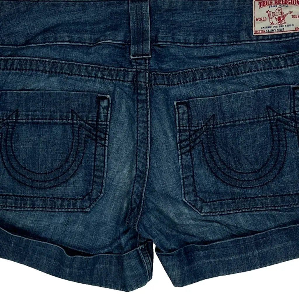 True Religion Denim Shorts - 32W UK 10 Blue Denim - Image 7