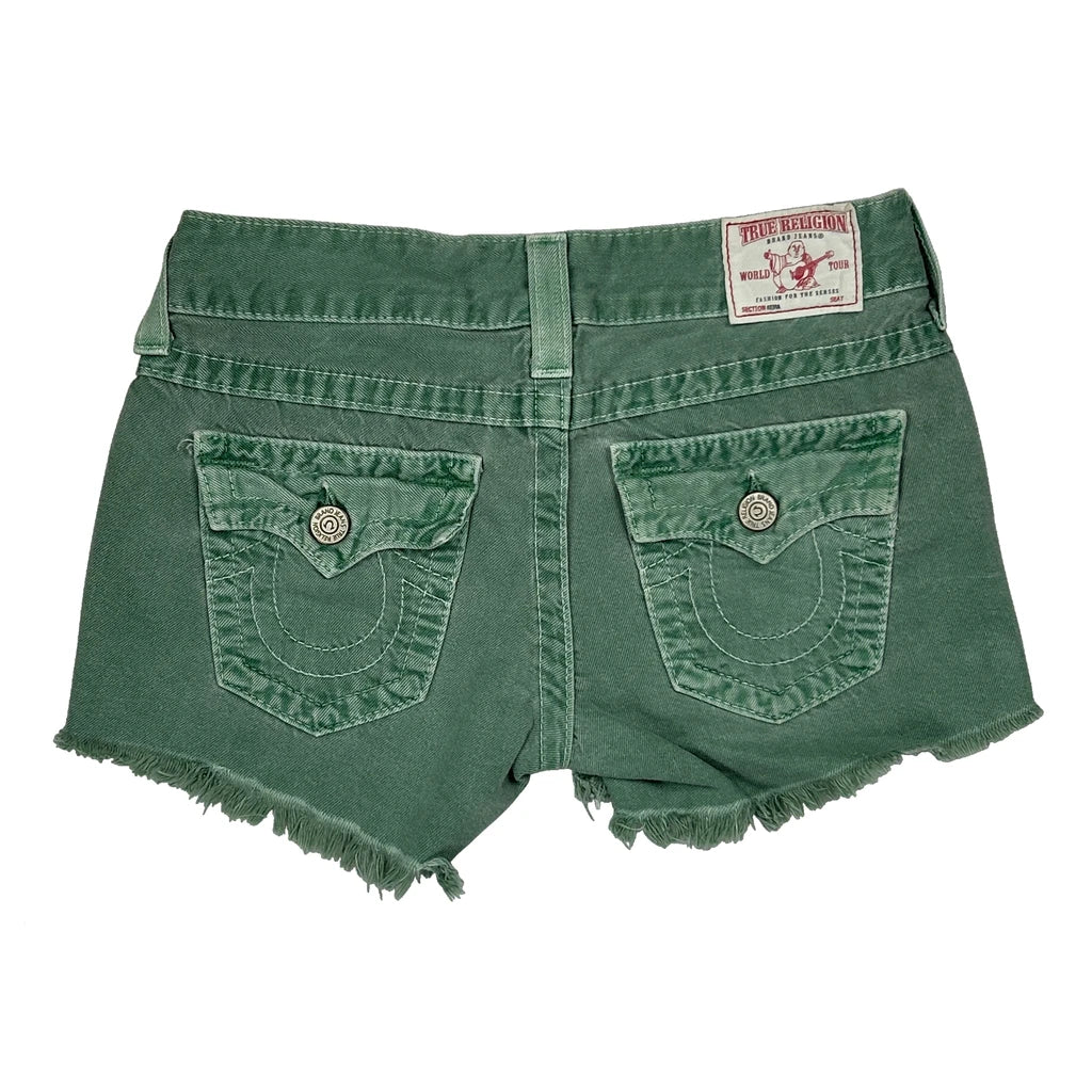 True Religion Denim Shorts - 26W UK 4 Green Cotton