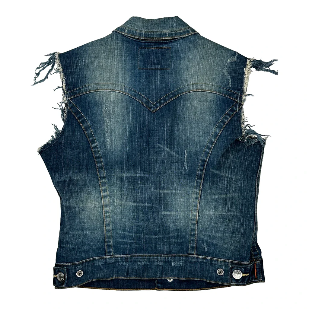 True Religion Denim Vest - Medium Blue Denim - Image 2