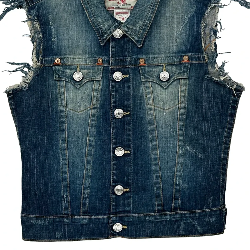 True Religion Denim Vest - Medium Blue Denim - Image 5