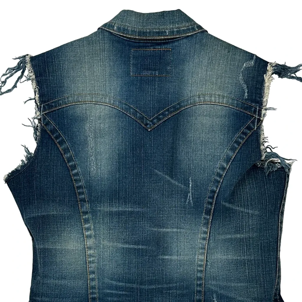 True Religion Denim Vest - Medium Blue Denim - Image 7