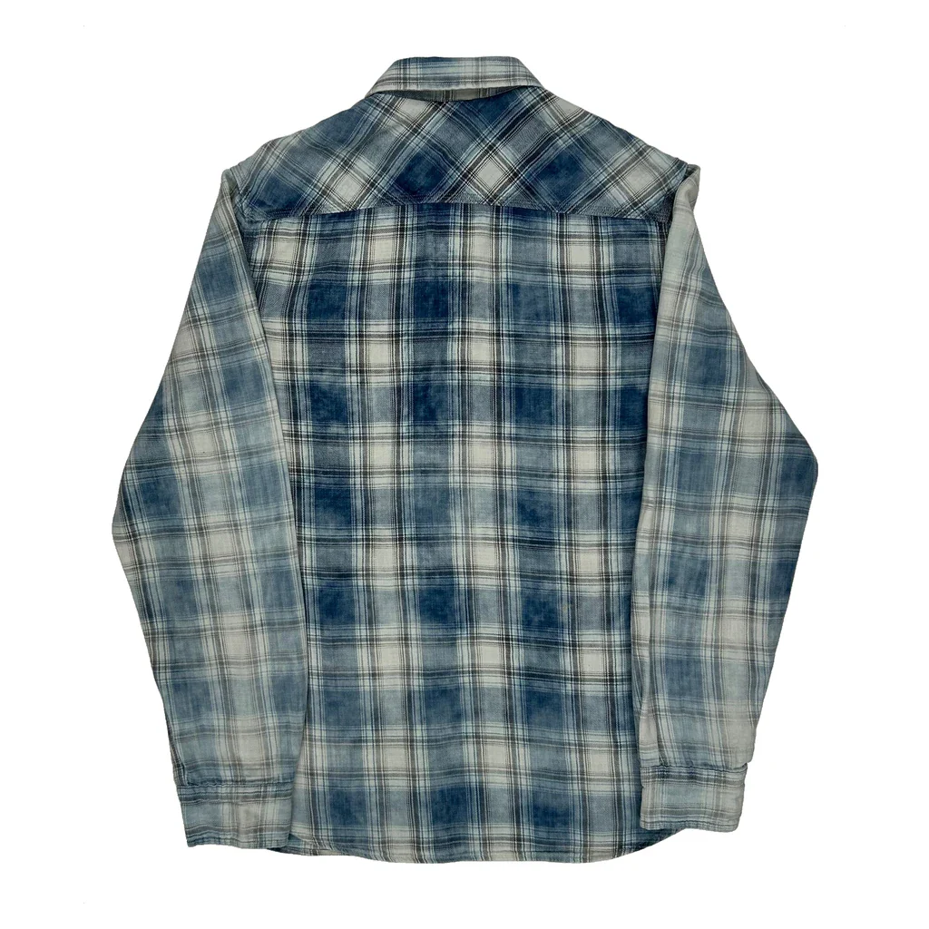 True Religion Checked Flannel Shirt - Large Blue Cotton - Image 2