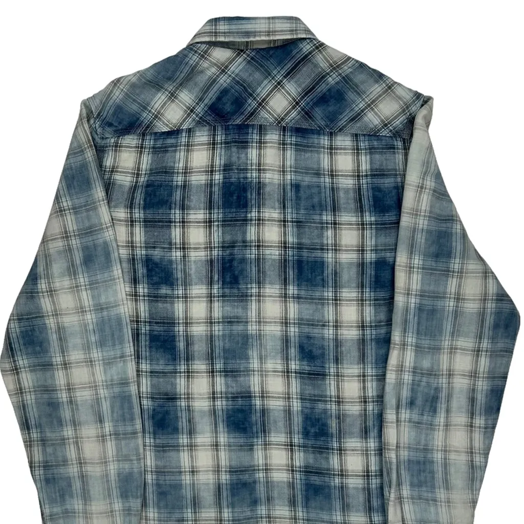 True Religion Checked Flannel Shirt - Large Blue Cotton - Image 6