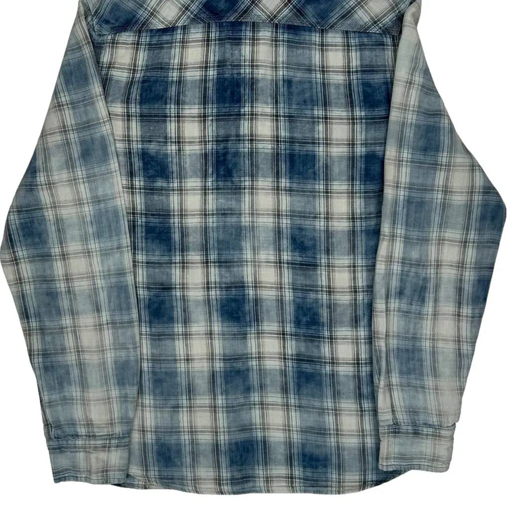 True Religion Checked Flannel Shirt - Large Blue Cotton - Image 7