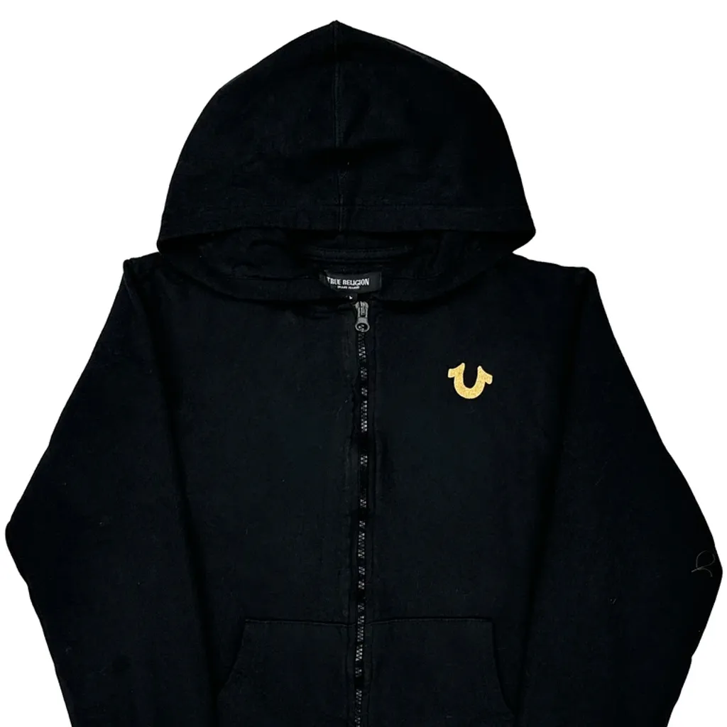 True Religion Graphic Hoodie - Medium Black Cotton - Image 4