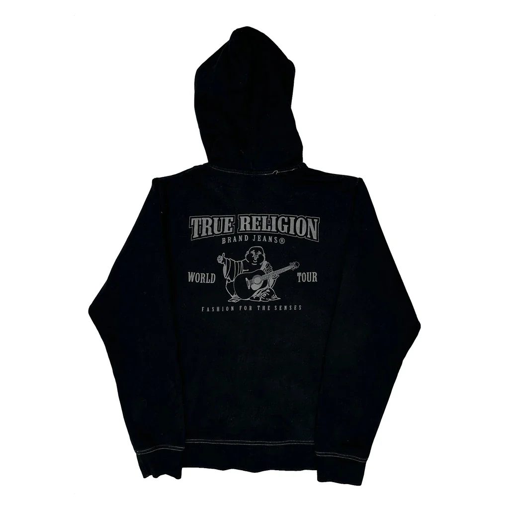 True Religion Graphic Hoodie - Medium Black Cotton - Image 2