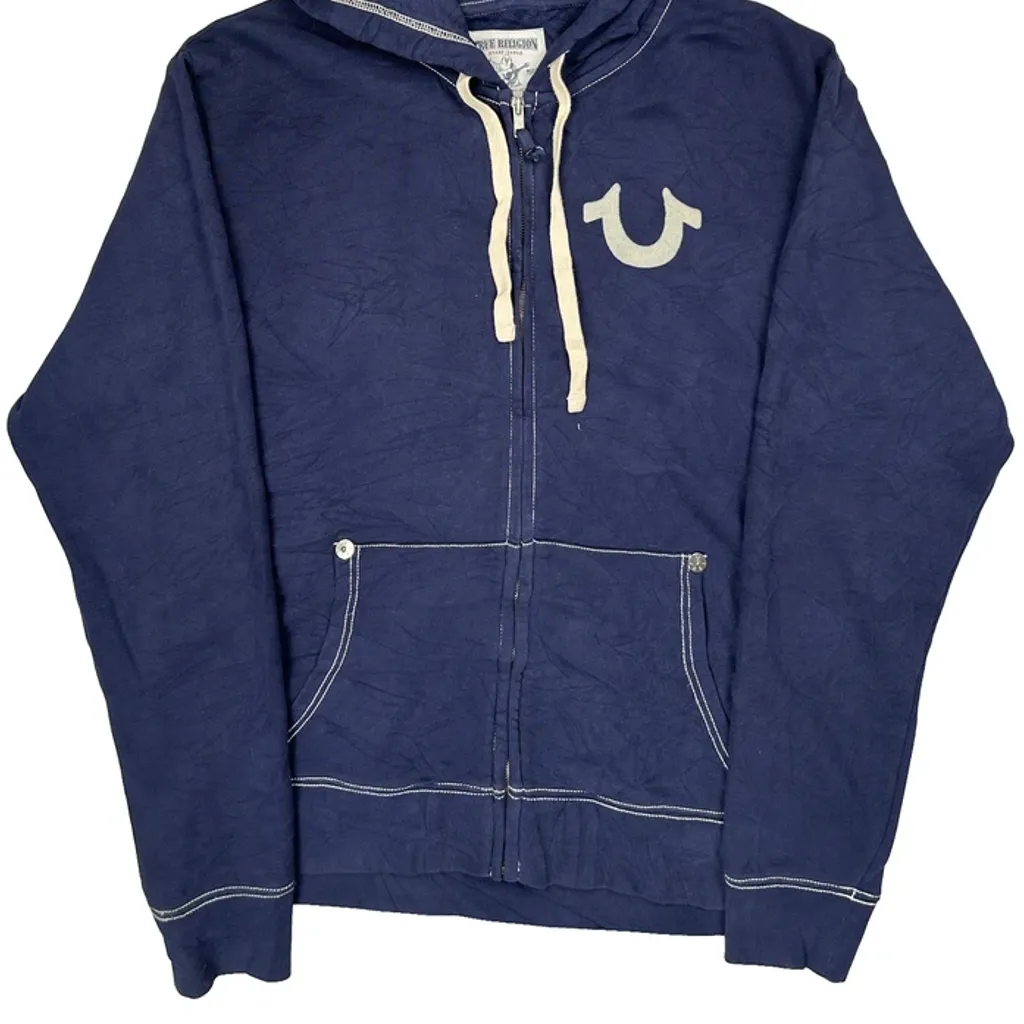 True Religion Graphic Hoodie - 2XL Blue Cotton - Image 4